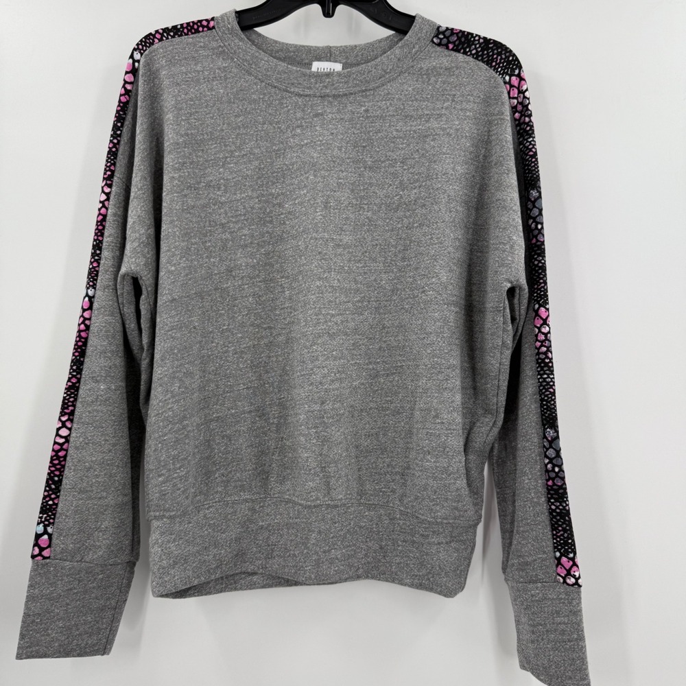 Peyton Jensen Jaxon Animal Stripe Dolman Pullover Sweatshirt Gray Size Small